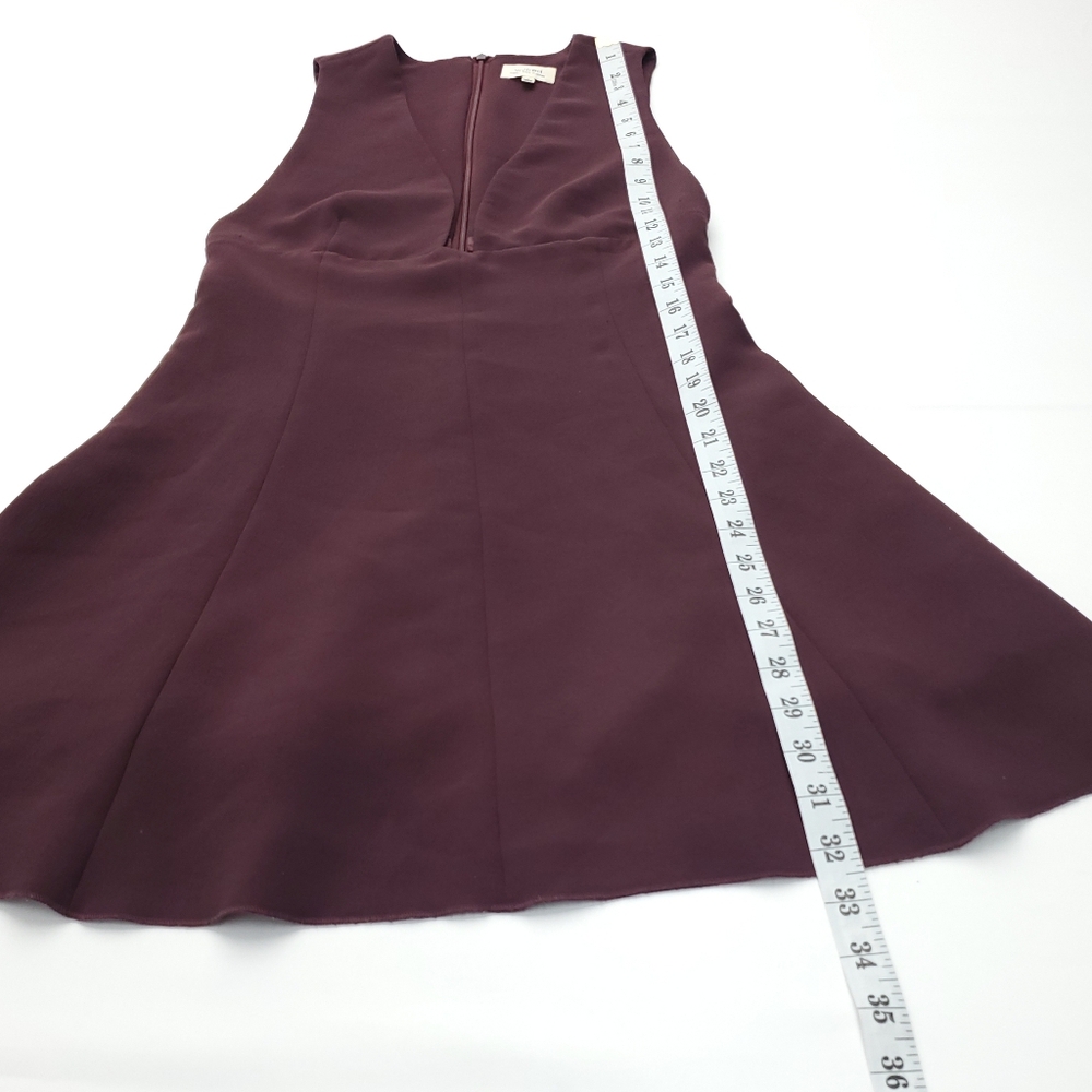 Aritzia Wilfred Montbrun Deep-V Plunge Sleeveless Mini Dress Burgundy/Maroon 4 - Picture 5 of 9